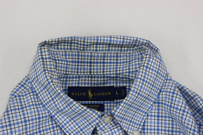 Mens Plaid Shirt Stretch Button Down Logo