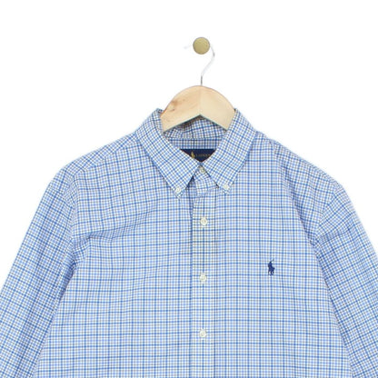 Mens Plaid Shirt Stretch Button Down Logo