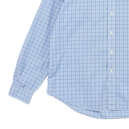 Mens Plaid Shirt Stretch Button Down Logo