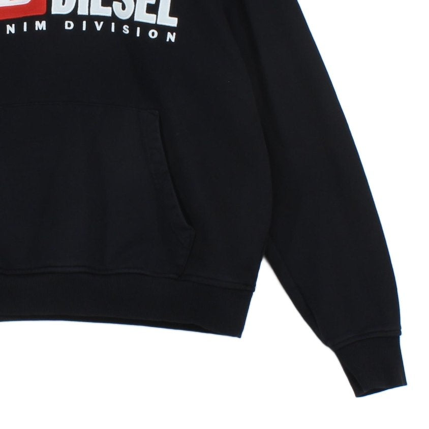 Mens Hoodie Embroidered Denim Streetwear