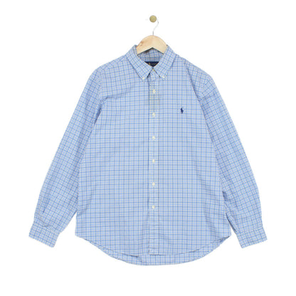 Mens Plaid Shirt Stretch Button Down Logo