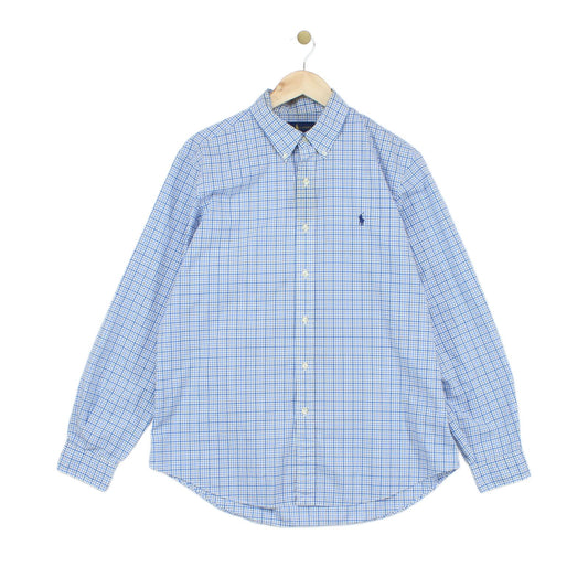 Mens Plaid Shirt Stretch Button Down Logo