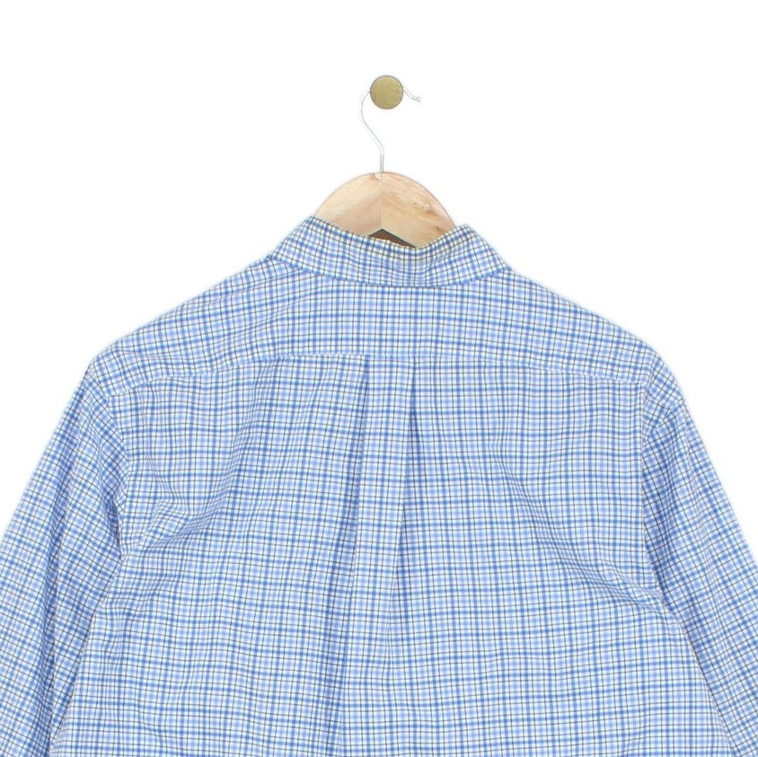 Mens Plaid Shirt Stretch Button Down Logo
