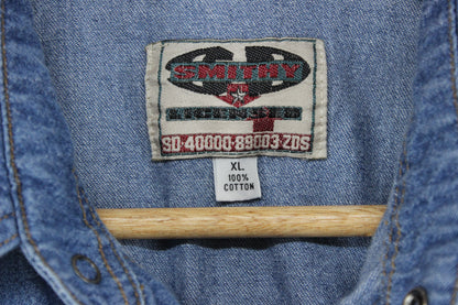 Mens Denim Shirt Button Up Relaxed Snap