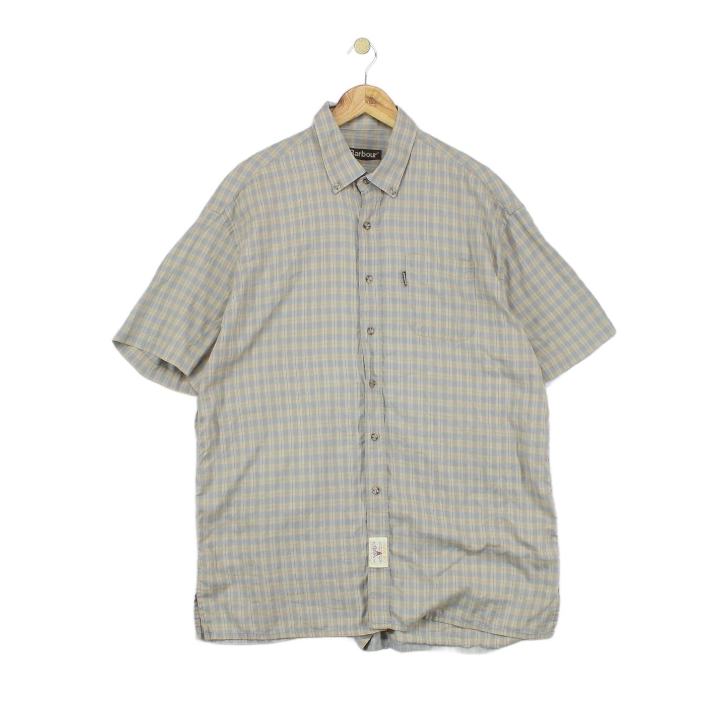 Mens Check Shirt Short Sleeve Collared