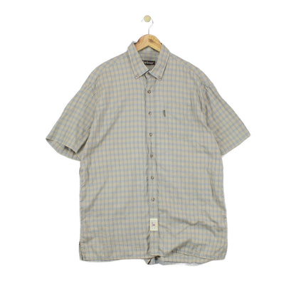 Mens Check Shirt Short Sleeve Collared