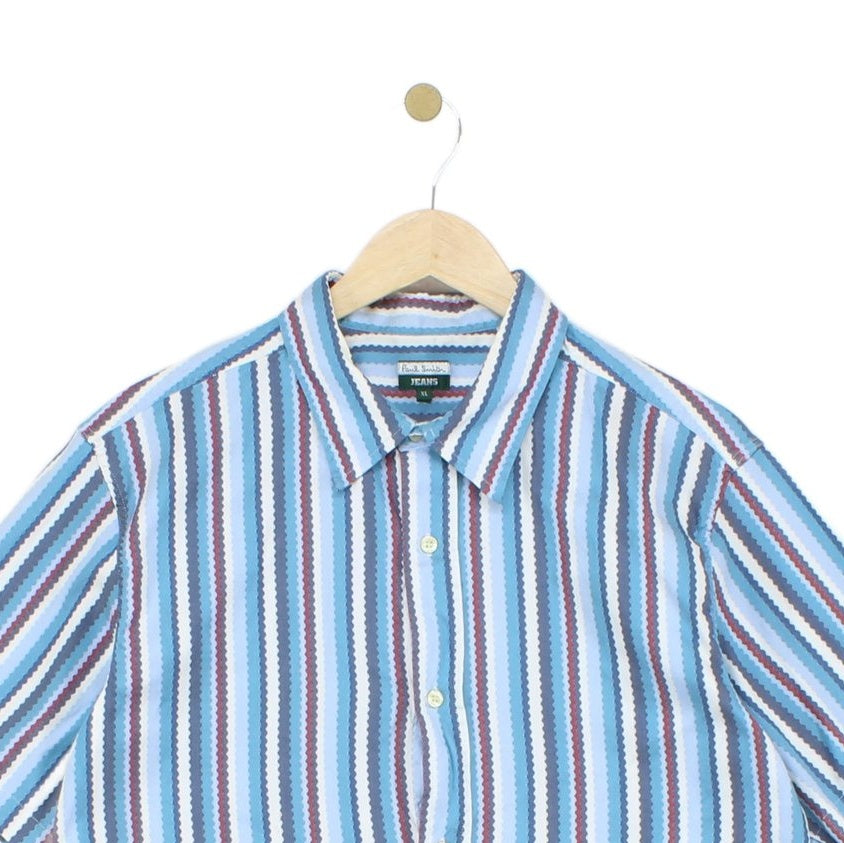 Mens Striped Shirt Stretch Button Up