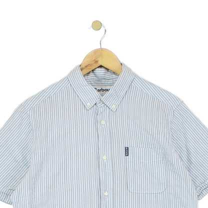 Mens Striped Shirt Short Sleeve Button Down Tailored