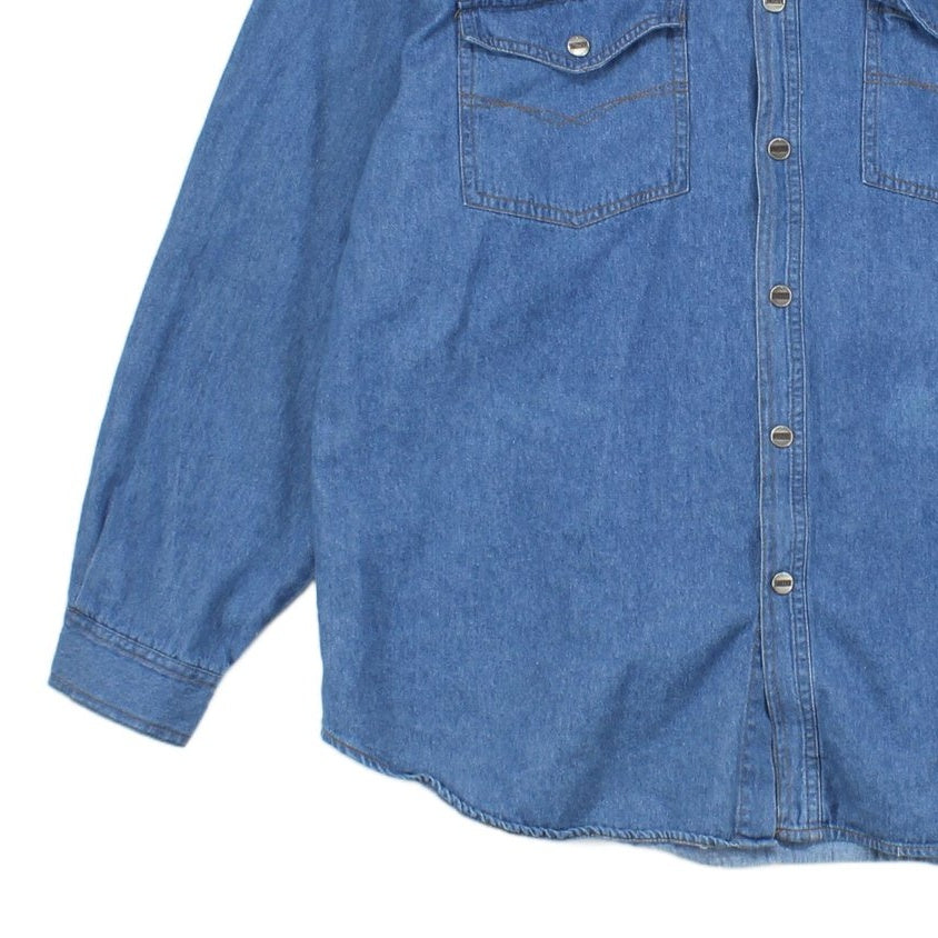 Mens Denim Shirt Button Up Relaxed Snap