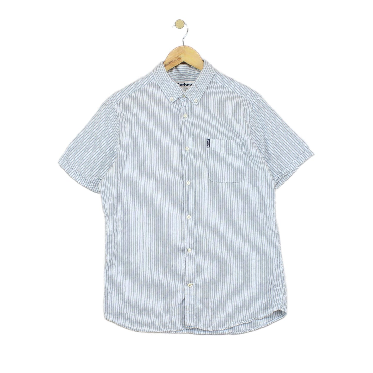 Mens Striped Shirt Short Sleeve Button Down Tailored