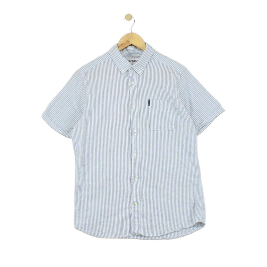 Mens Striped Shirt Short Sleeve Button Down Tailored