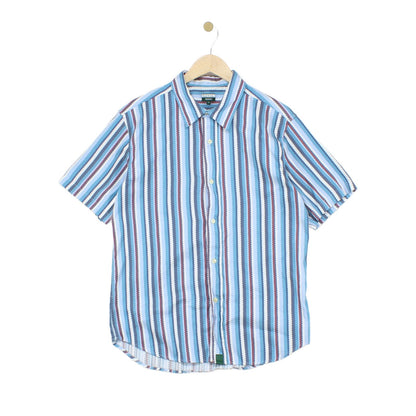 Mens Striped Shirt Stretch Button Up