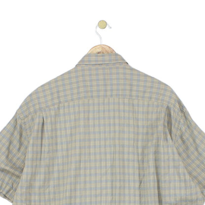 Mens Check Shirt Short Sleeve Collared