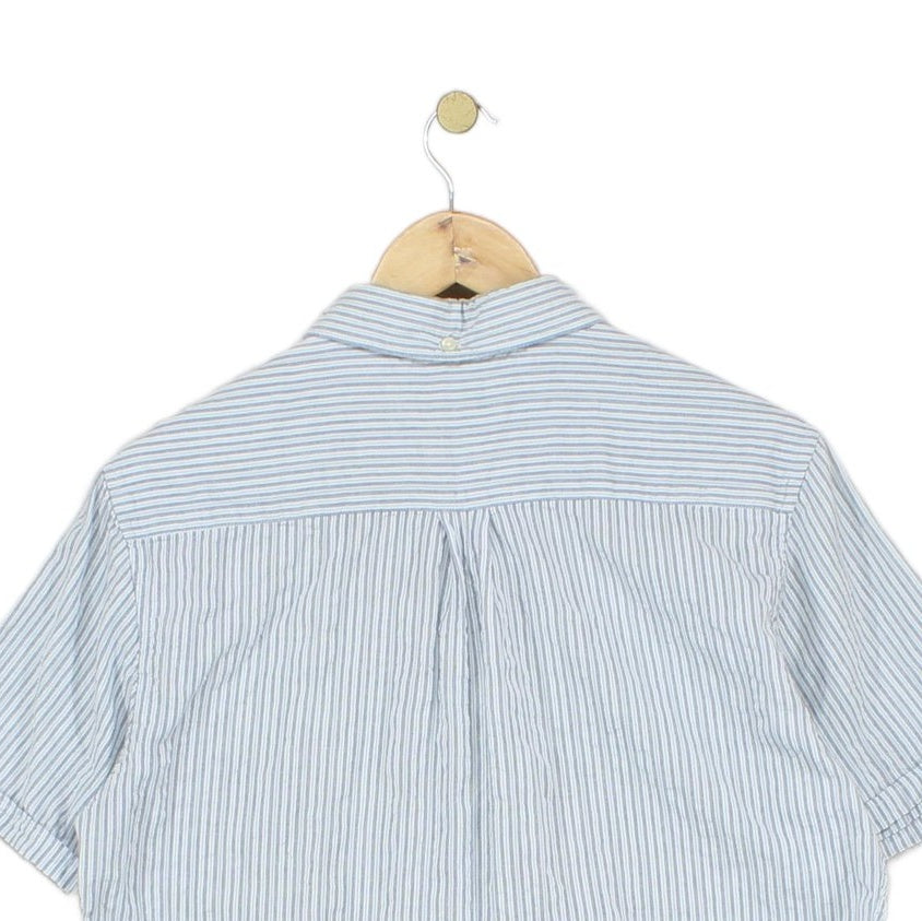 Mens Striped Shirt Short Sleeve Button Down Tailored