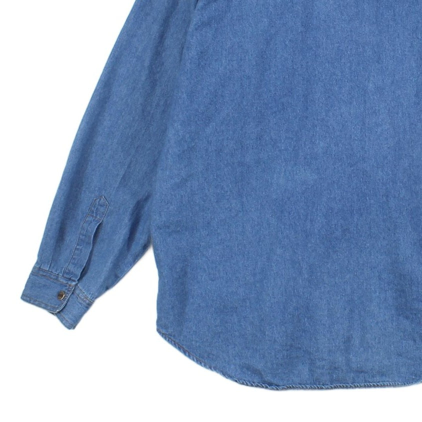 Mens Denim Shirt Button Up Relaxed Snap