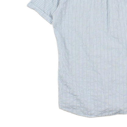 Mens Striped Shirt Short Sleeve Button Down Tailored