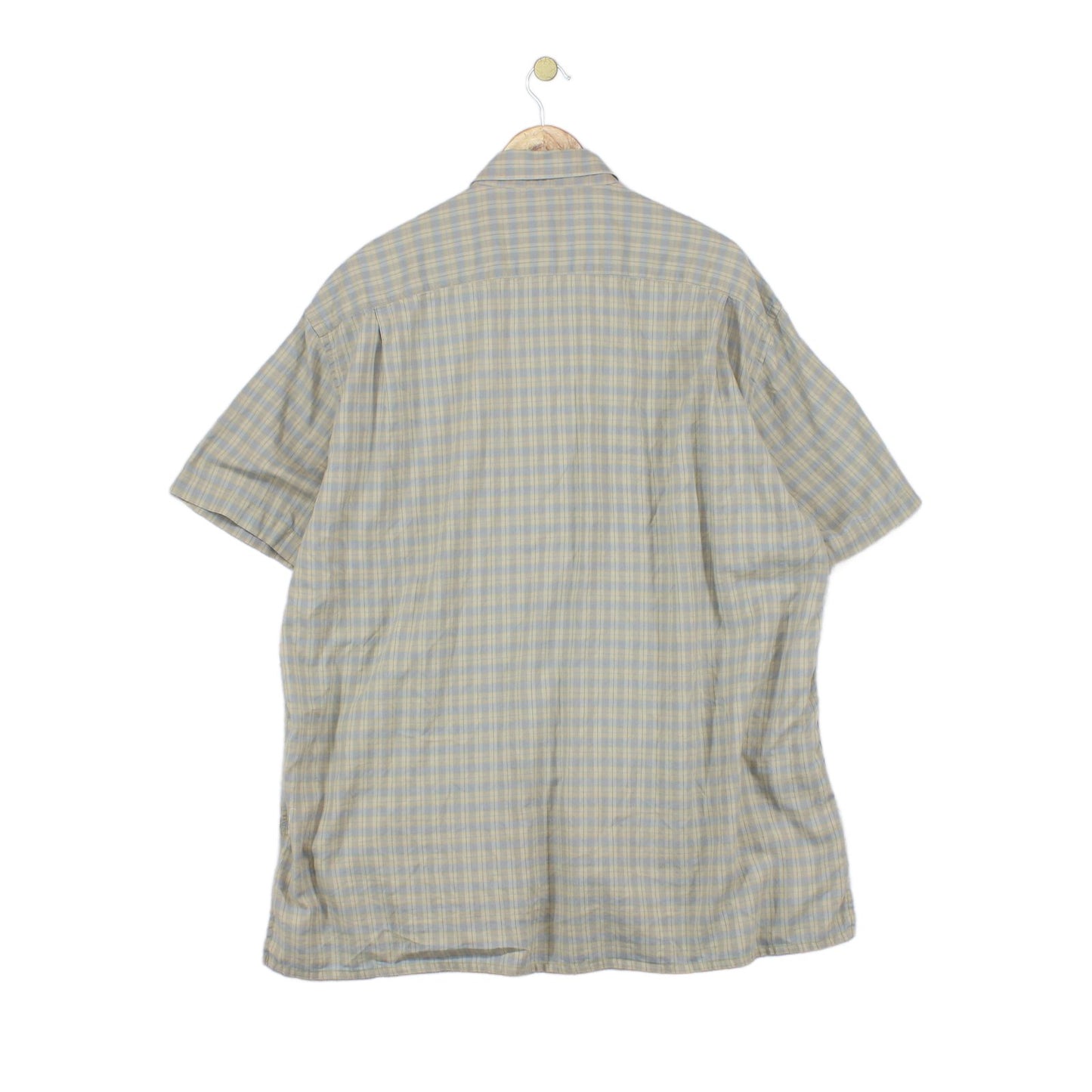 Mens Check Shirt Short Sleeve Collared