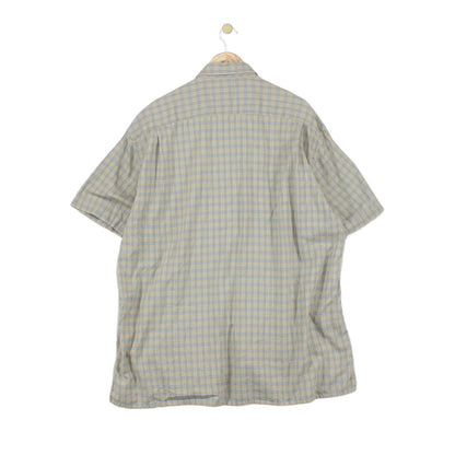 Mens Check Shirt Short Sleeve Collared