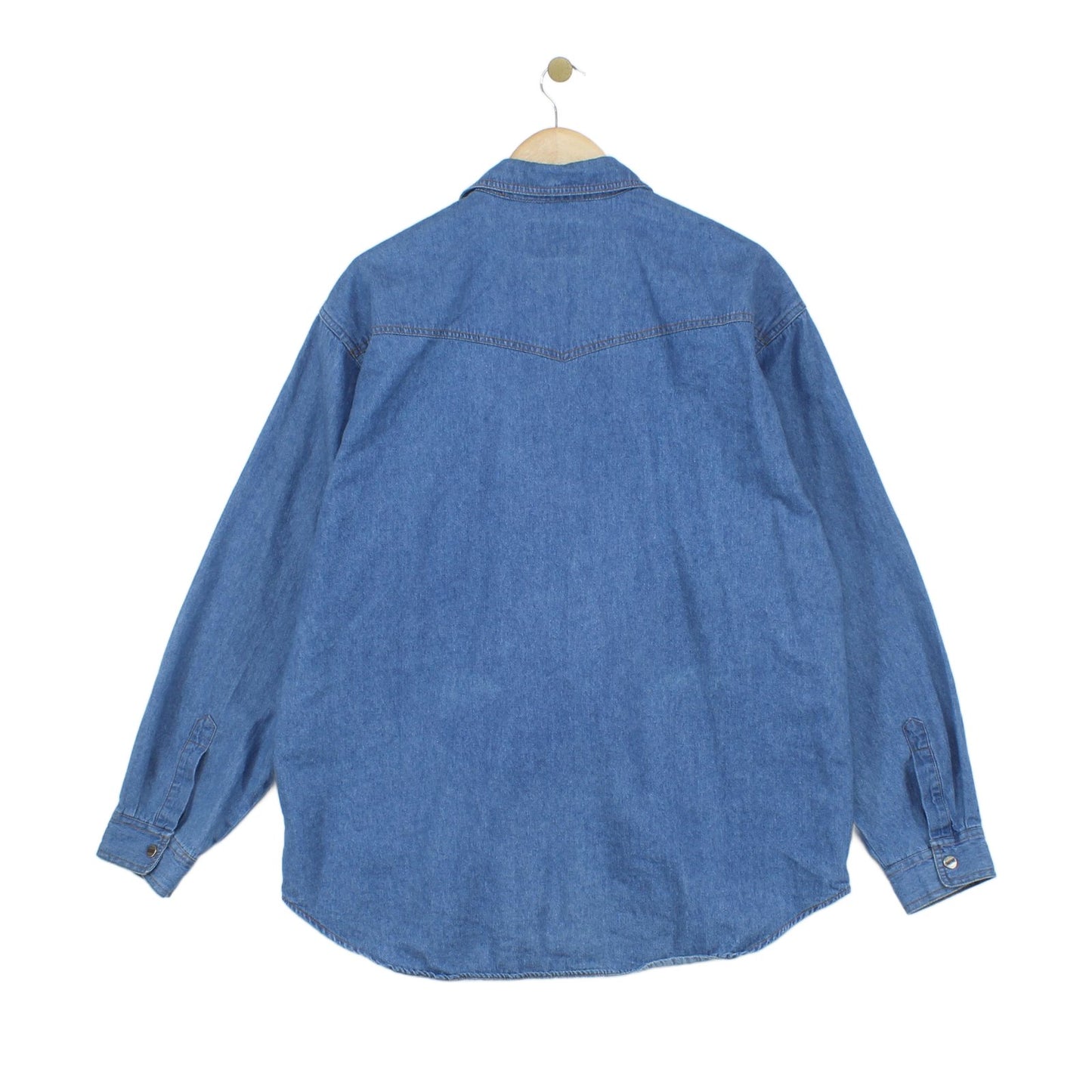 Mens Denim Shirt Button Up Relaxed Snap