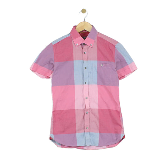 Mens Plaid Shirt Casual Short Sleeve Button Up