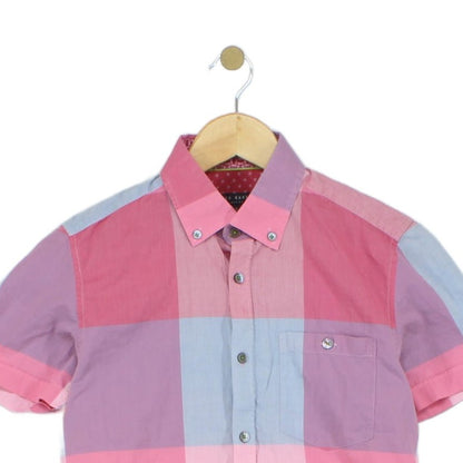 Mens Plaid Shirt Casual Short Sleeve Button Up