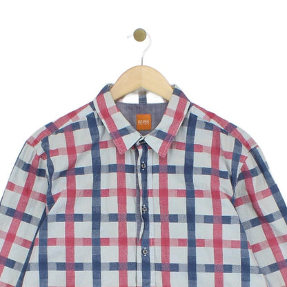 Mens Check Shirt Long Sleeve Button Up