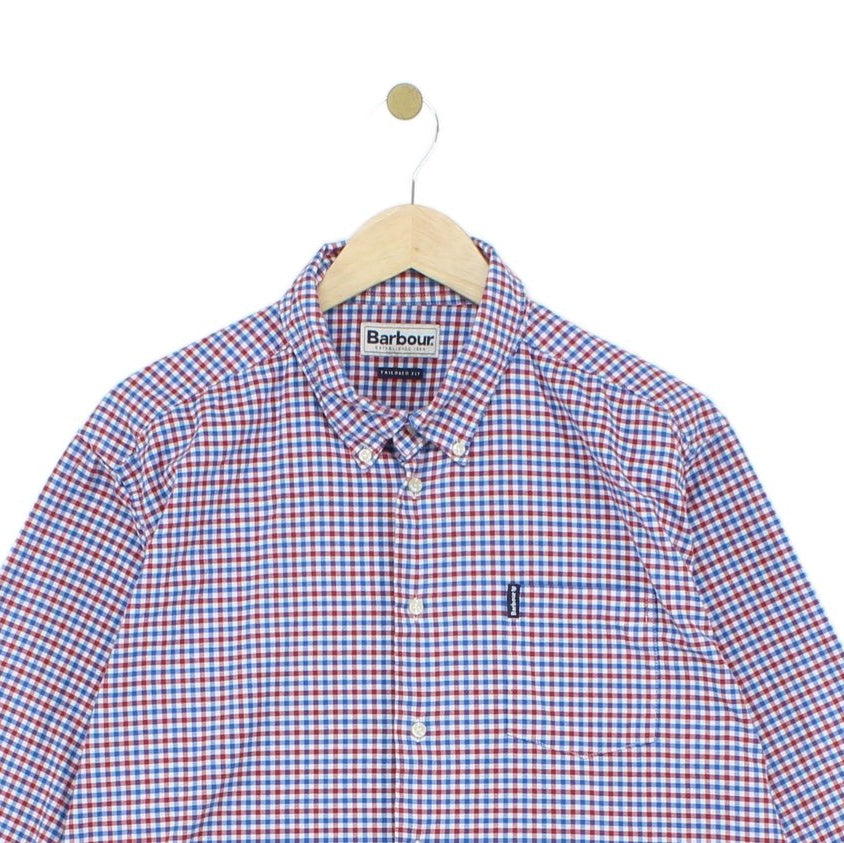Mens Check Shirt Stretch Long Sleeve Tailored Fit