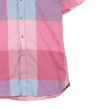 Mens Plaid Shirt Casual Short Sleeve Button Up