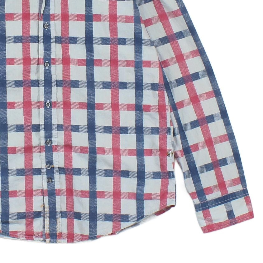 Mens Check Shirt Long Sleeve Button Up