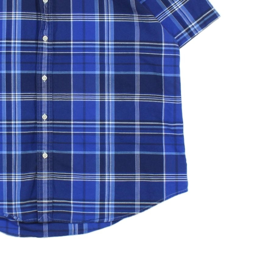 Mens Plaid Shirt Short Sleeve Button Up Custom Fit