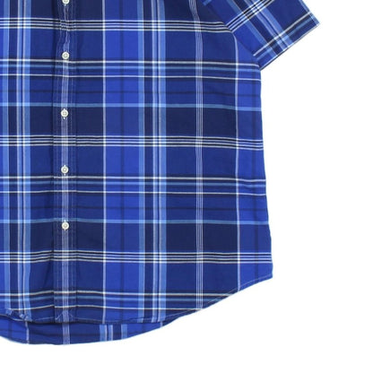 Mens Plaid Shirt Short Sleeve Button Up Custom Fit