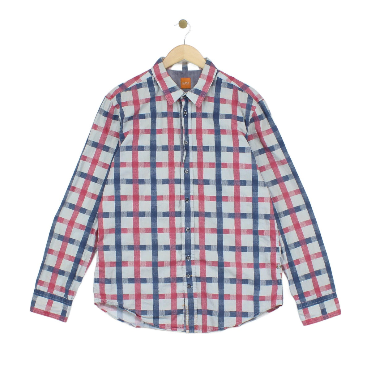 Mens Check Shirt Long Sleeve Button Up