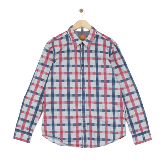 Mens Check Shirt Long Sleeve Button Up