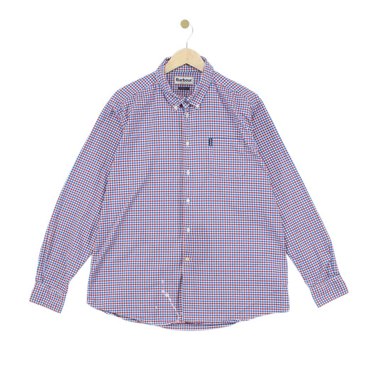 Mens Check Shirt Stretch Long Sleeve Tailored Fit