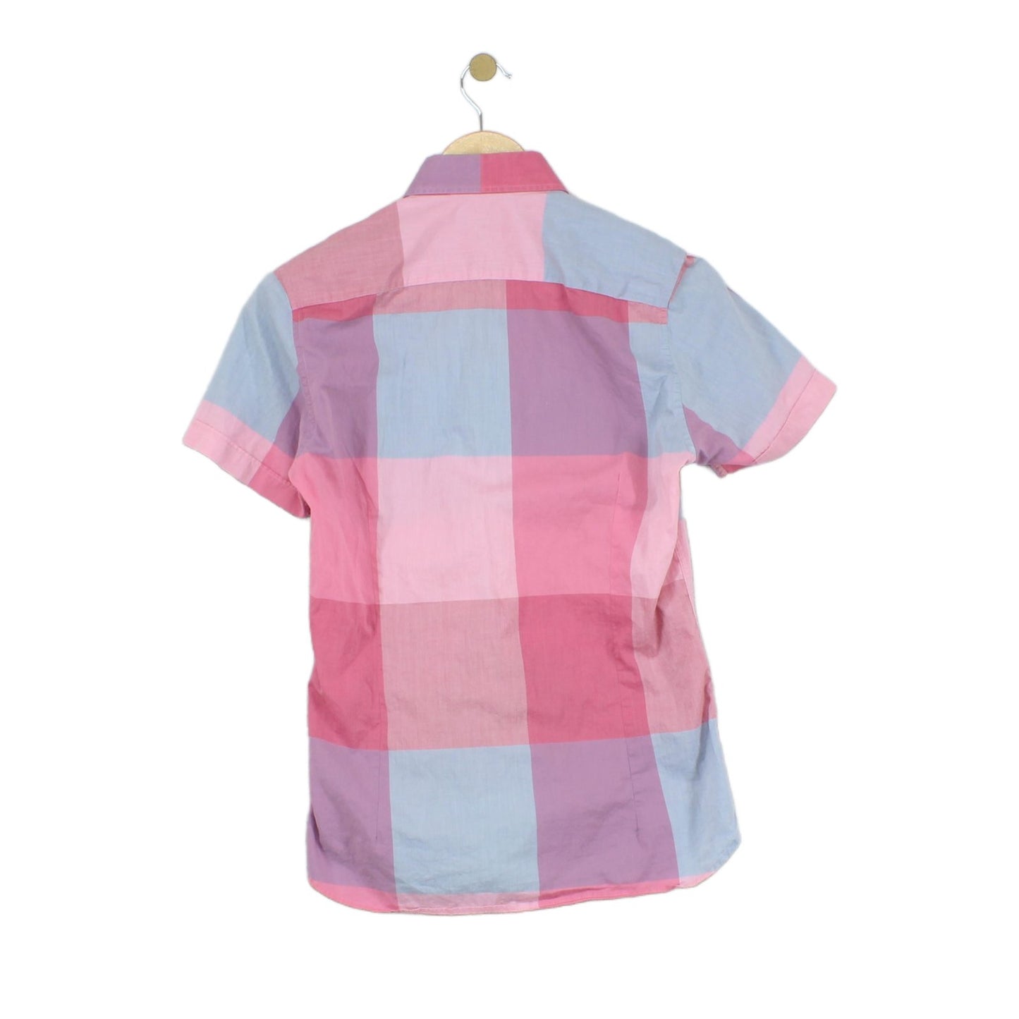 Mens Plaid Shirt Casual Short Sleeve Button Up