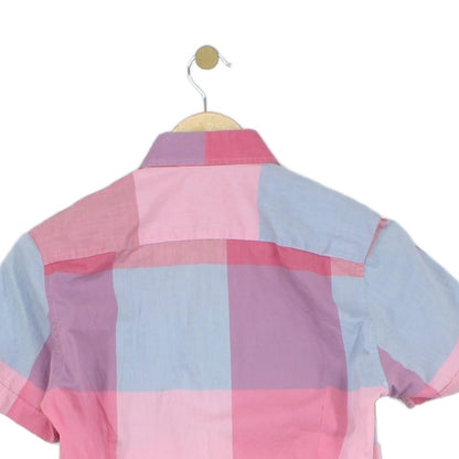 Mens Plaid Shirt Casual Short Sleeve Button Up
