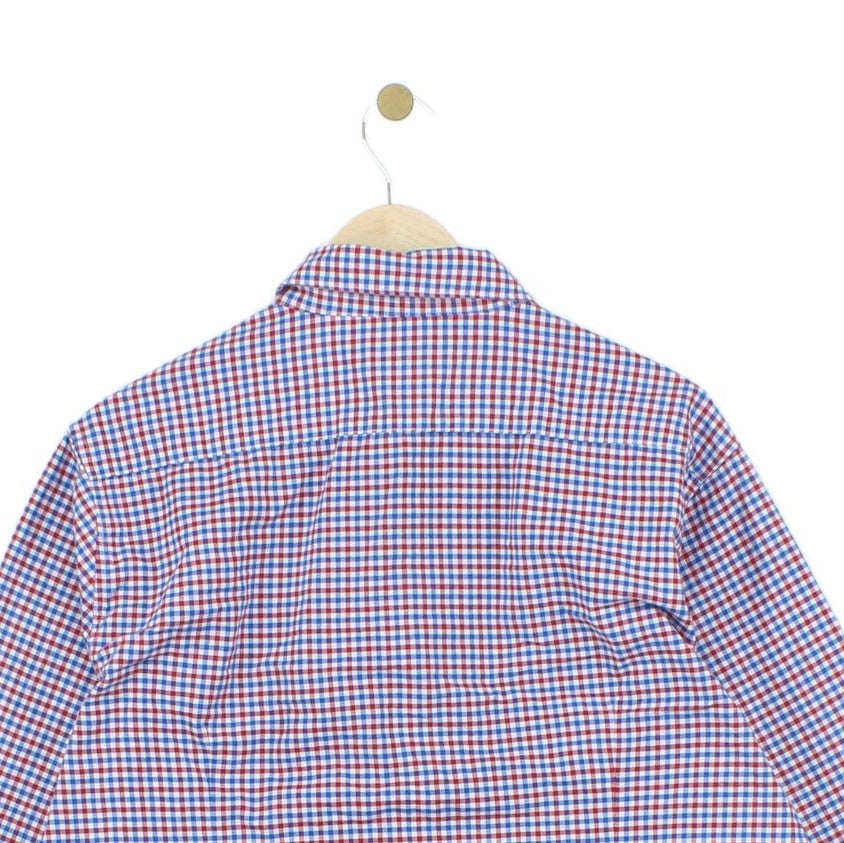 Mens Check Shirt Stretch Long Sleeve Tailored Fit