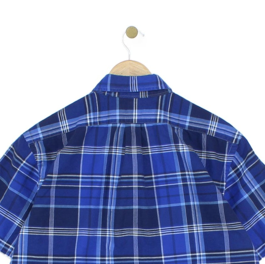 Mens Plaid Shirt Short Sleeve Button Up Custom Fit