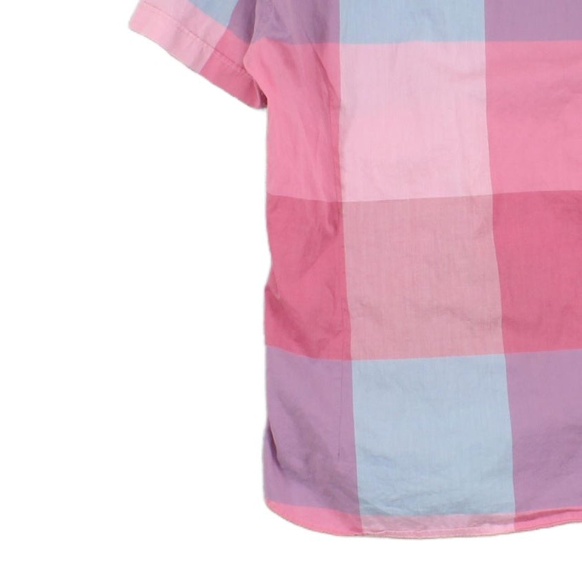 Mens Plaid Shirt Casual Short Sleeve Button Up