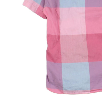 Mens Plaid Shirt Casual Short Sleeve Button Up