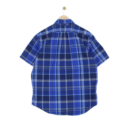 Mens Plaid Shirt Short Sleeve Button Up Custom Fit