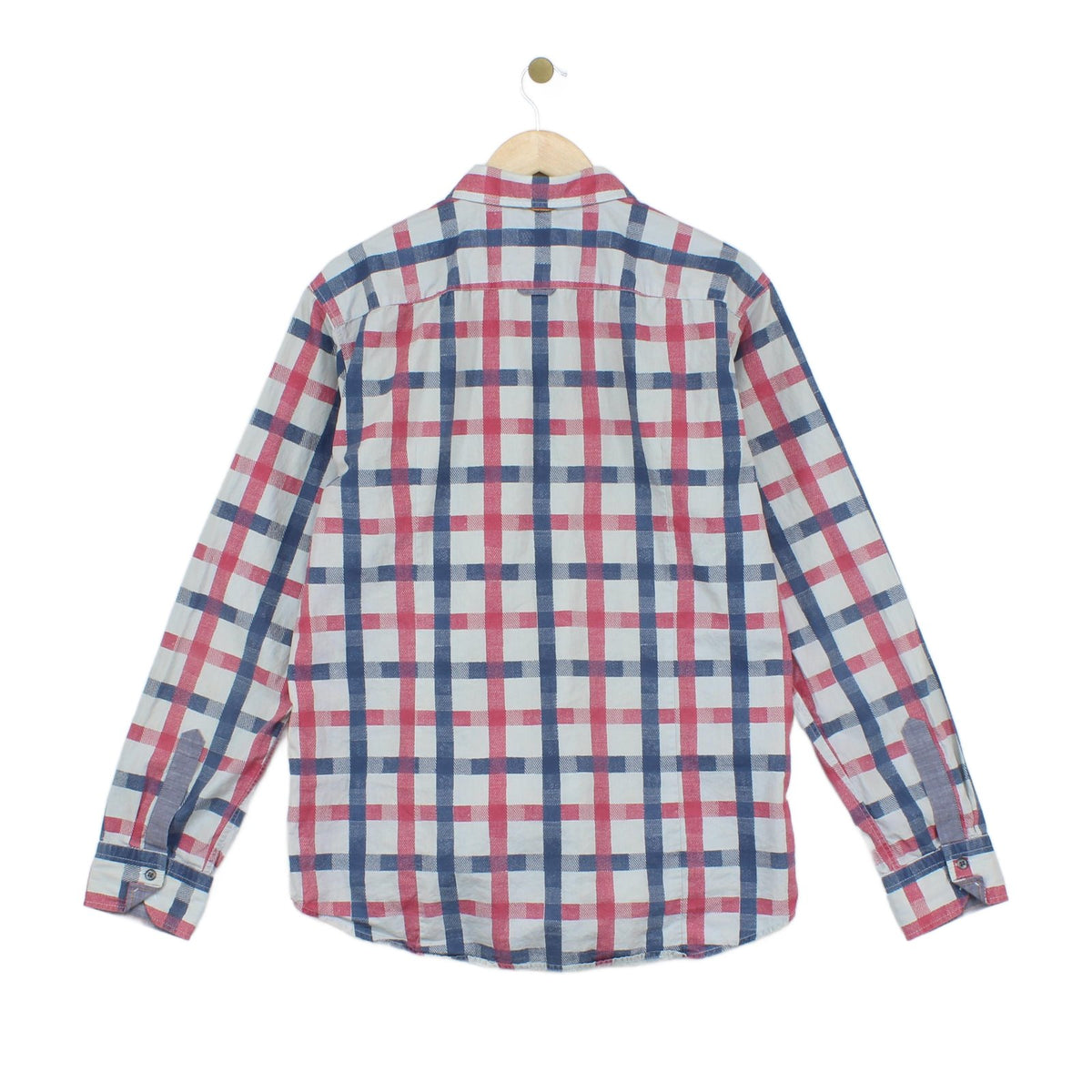 Mens Check Shirt Long Sleeve Button Up