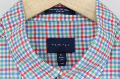 Mens Check Shirt Button Up Short Sleeve