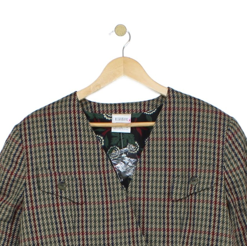 Womens Blazer Uk Made Check Buttoned