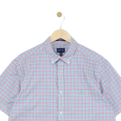 Mens Check Shirt Button Up Short Sleeve