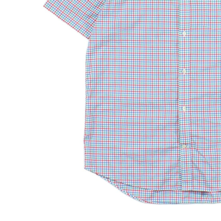 Mens Check Shirt Button Up Short Sleeve