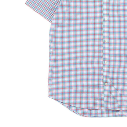 Mens Check Shirt Button Up Short Sleeve