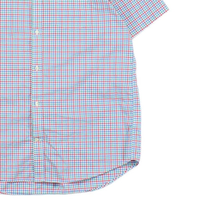 Mens Check Shirt Button Up Short Sleeve
