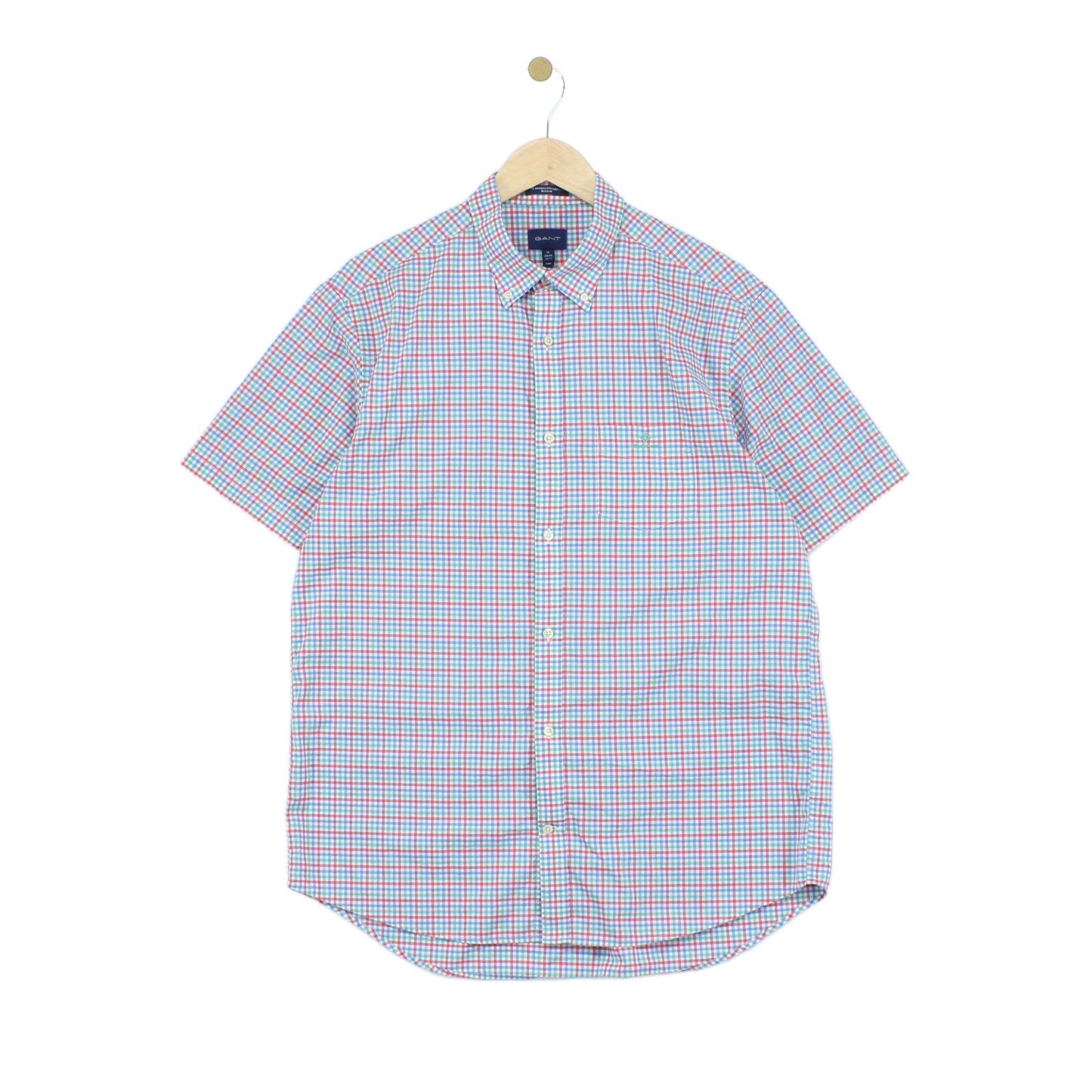 Mens Check Shirt Button Up Short Sleeve