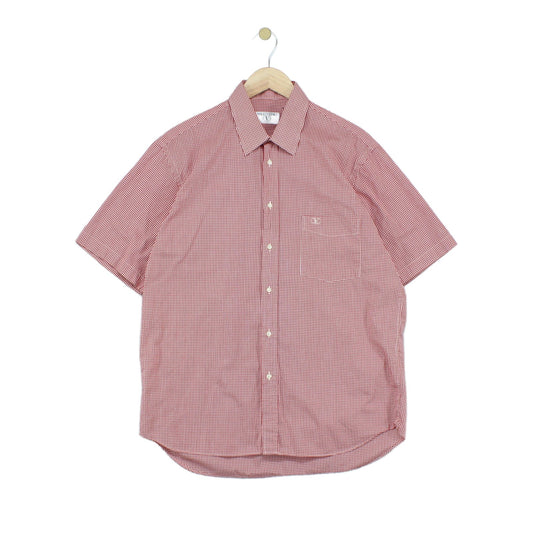 Mens Shirt Short Sleeve Check Button Up